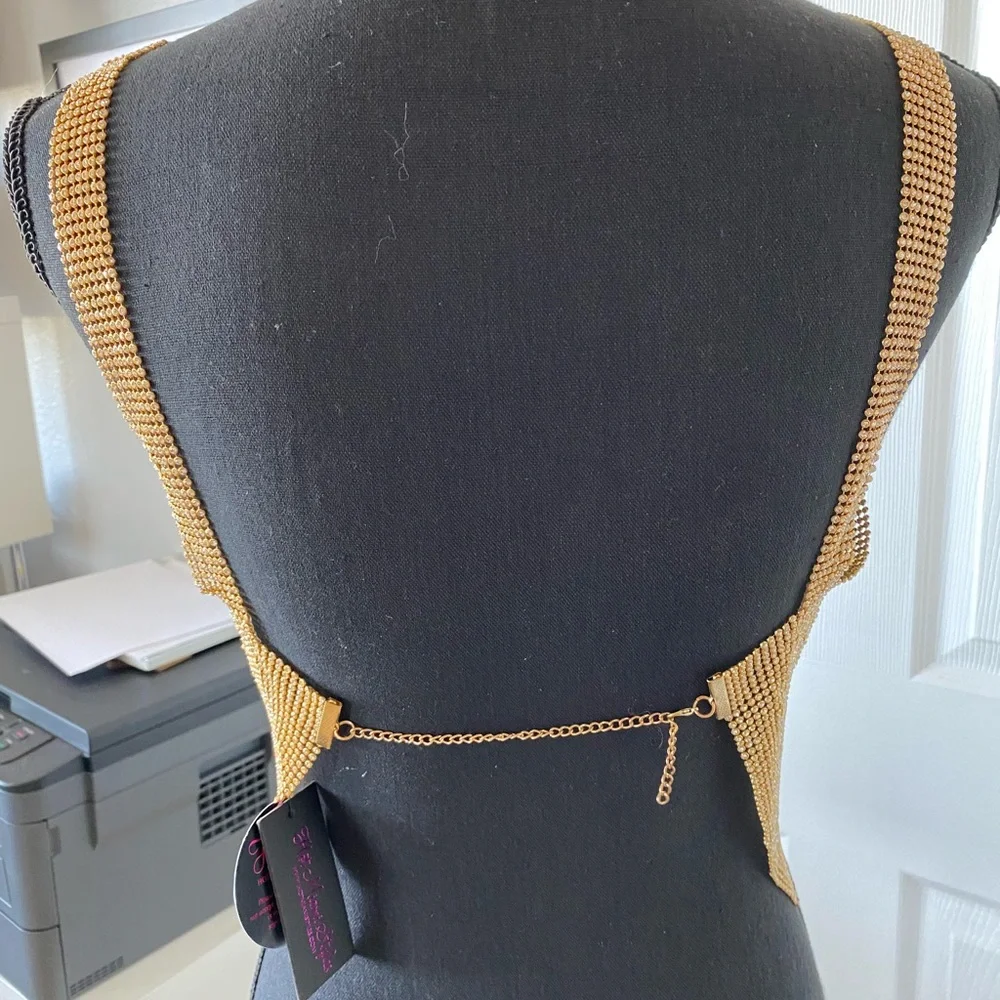Gold Rhinestone Crop Top - Picture 4 of 7